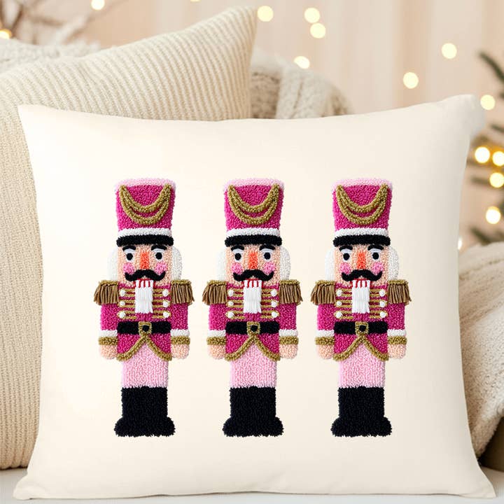 Wholesale Accessory Market - Wholesale Throw Pillow Cover - Faux Yarn Holiday Guard Nutcracker Decorative Pillow Cover0