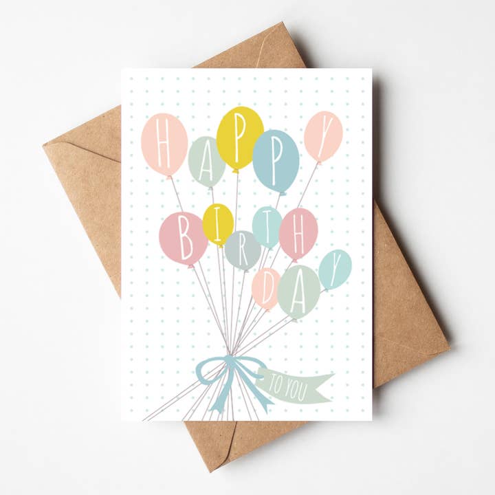 Klappkarte "Balloons" für den Großhandel von mimie & joe