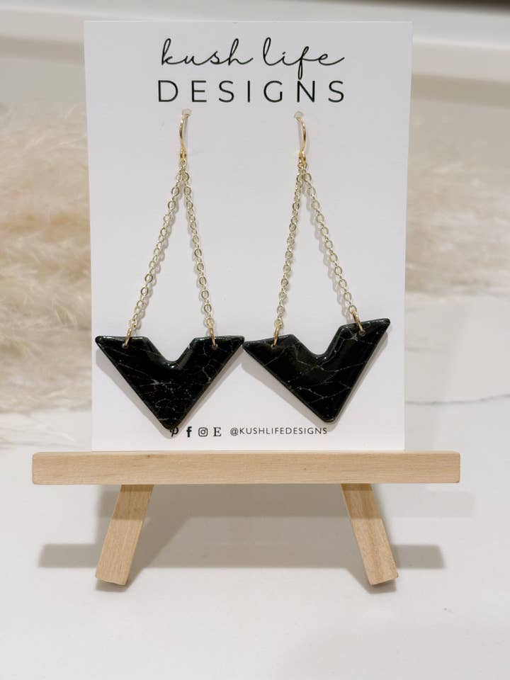 CLAY EARRINGS | Onyx Arrow Drops for wholesale by Kush Life Designs