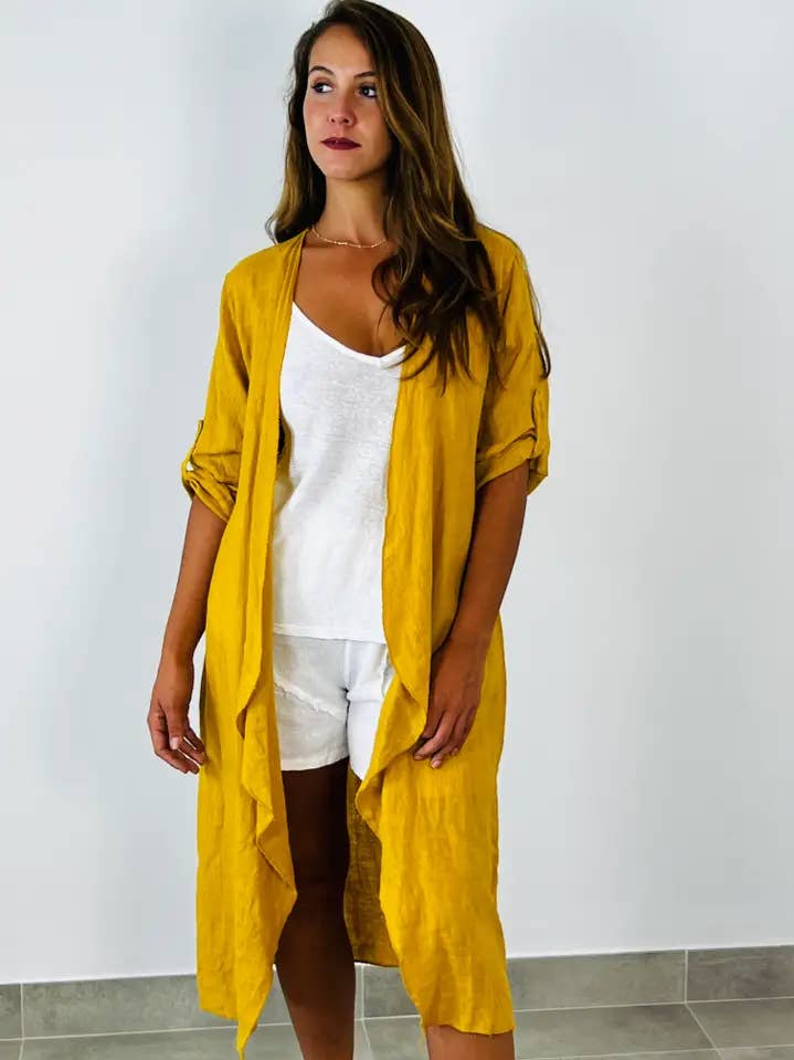 REF 25791 100% LINEN CARDIGAN for wholesale by Linen & More