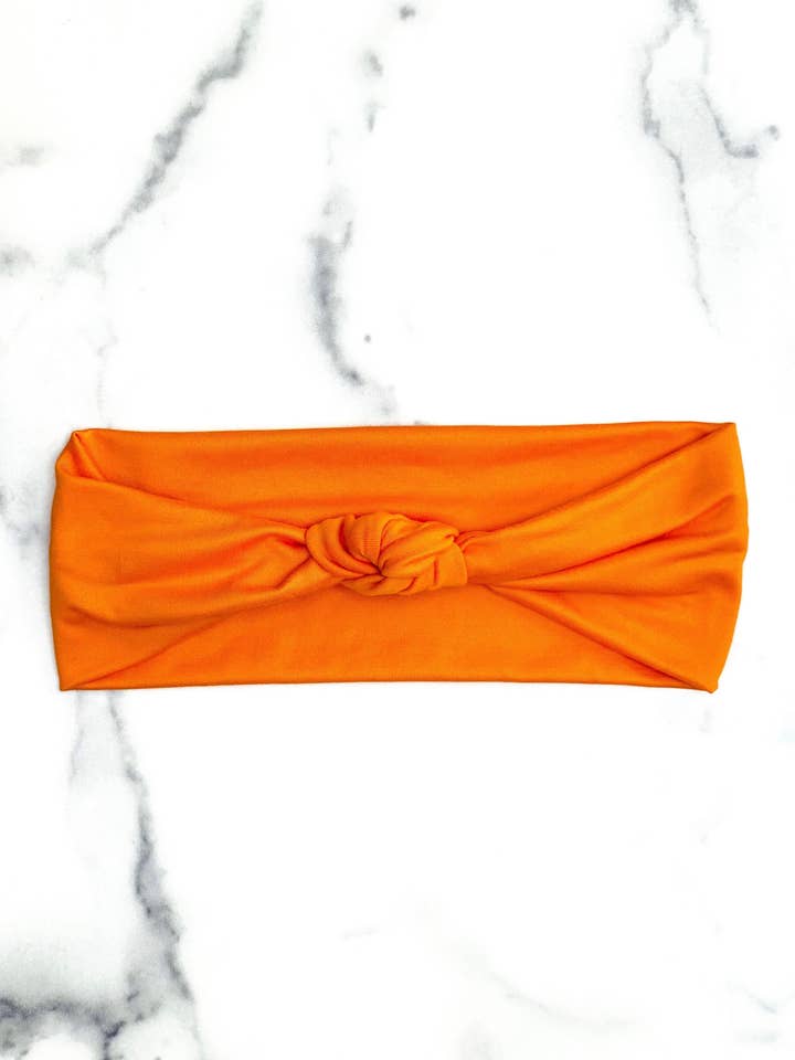Orange Top Knot Headband for wholesale by MandaBees Headbands