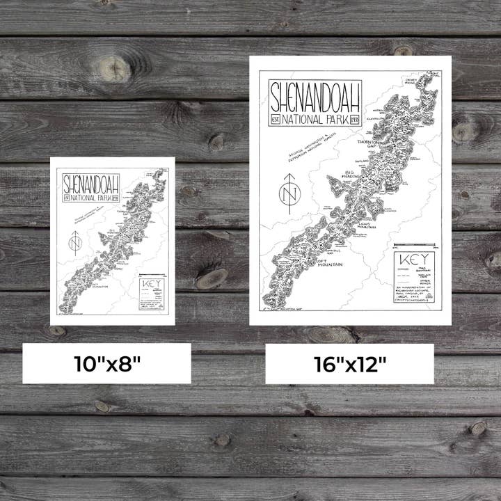 National Park Obsessed LLC - Wholesale Art Print - Shenandoah National Park Map - Hand-Drawn 5
