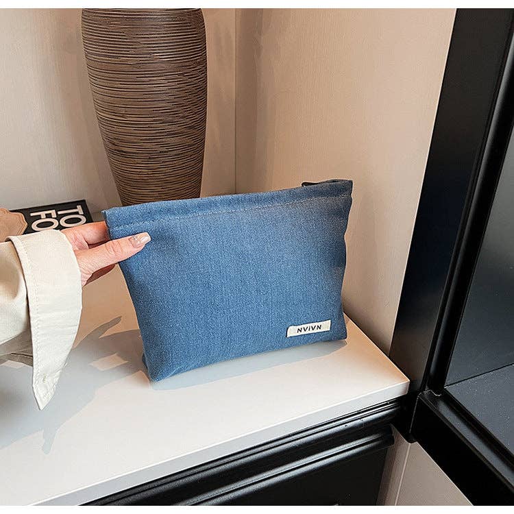 Dipped Shop – wholesale Make-up/cosmetic bag – Simple Solid Color Denim Makeup Bag DP25C7110