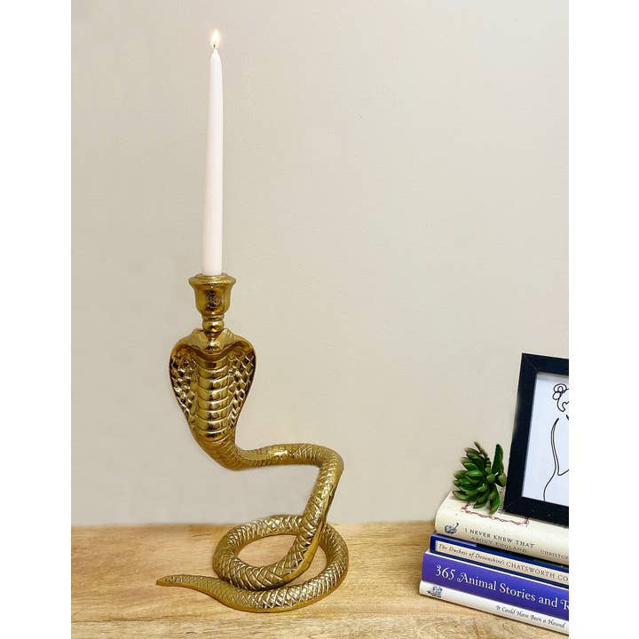 Geko Products - Wholesale Candle Holder - Large Gold Snake Candle Holder