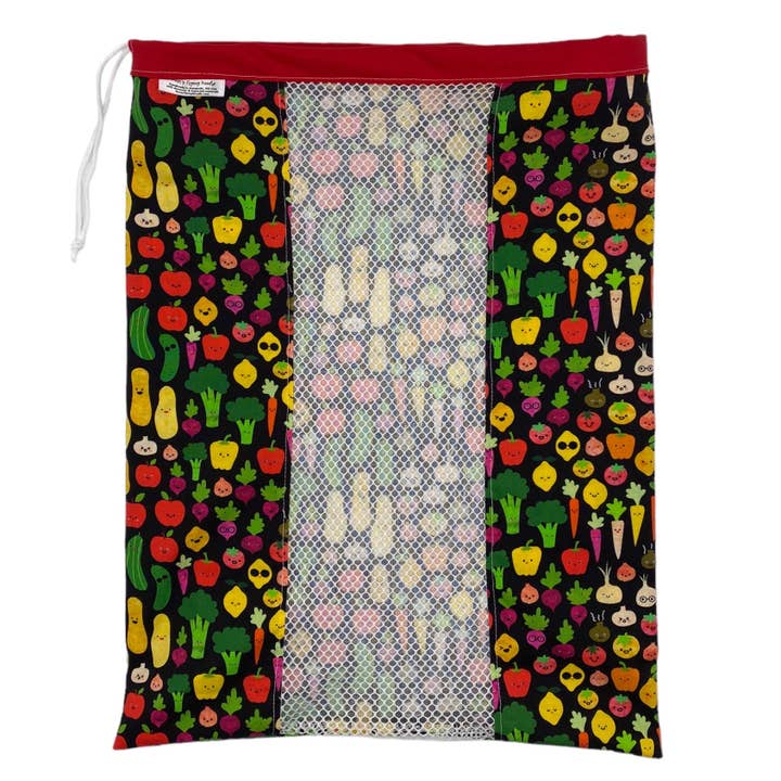 Nina's Flying Needle - Wholesale Grocery/Shopping Bag - Large Produce Bag Veggies Happy
