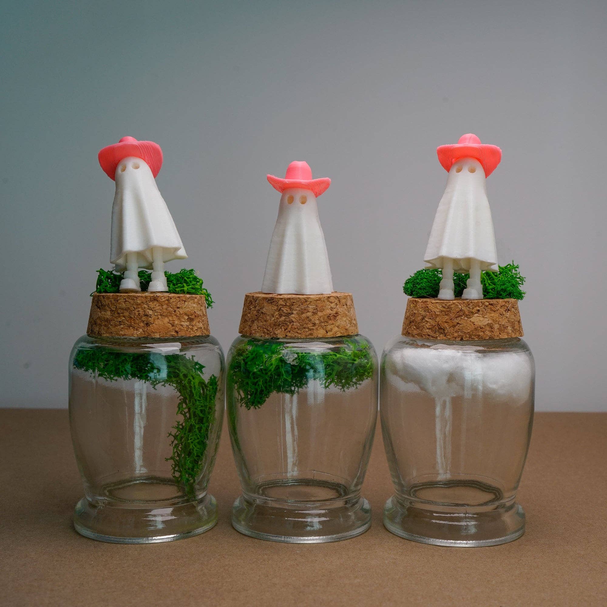 Rosebud Homegoods – wholesale Decorative tabletop object – Ghost in a Bottle with Pink Cowboy Hat6