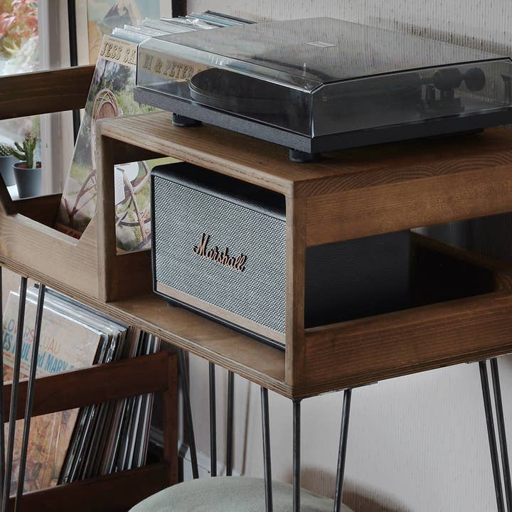 The Tall Boy Turntable Station: Vinyl Record Storage for wholesale by WickerWoodWorks
