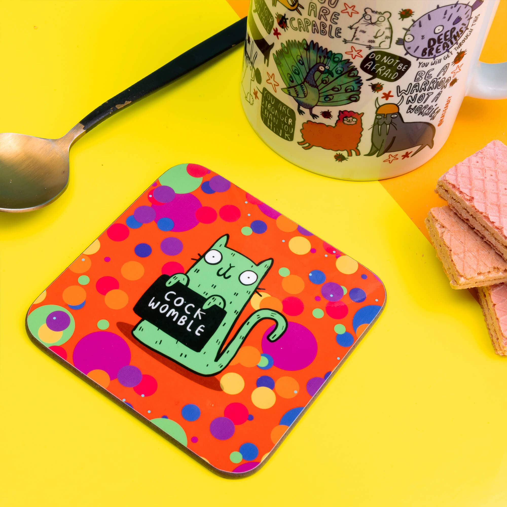 Katie Abey - Wholesale Coasters - Sweary Cat C*ck Womble Coaster3