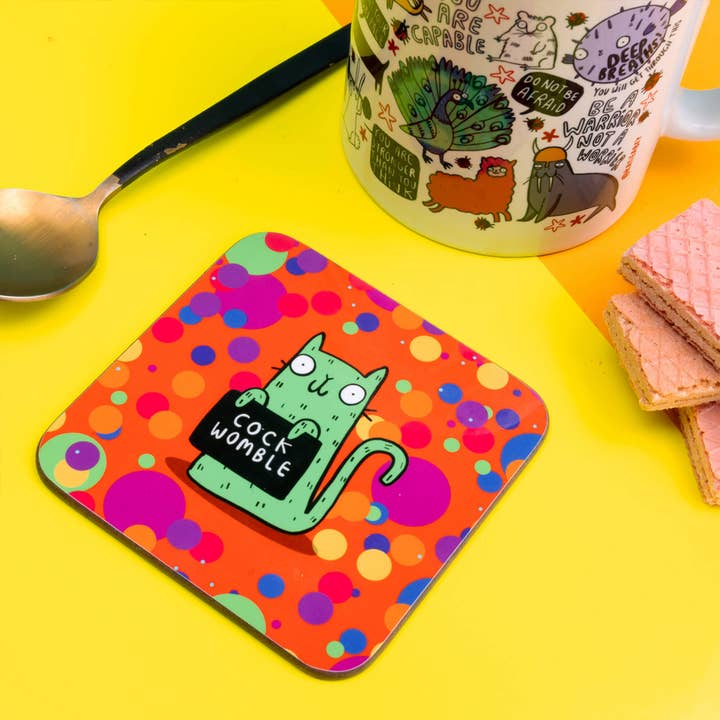 Katie Abey – wholesale Coasters – Sweary Cat C*ck Womble Coaster3