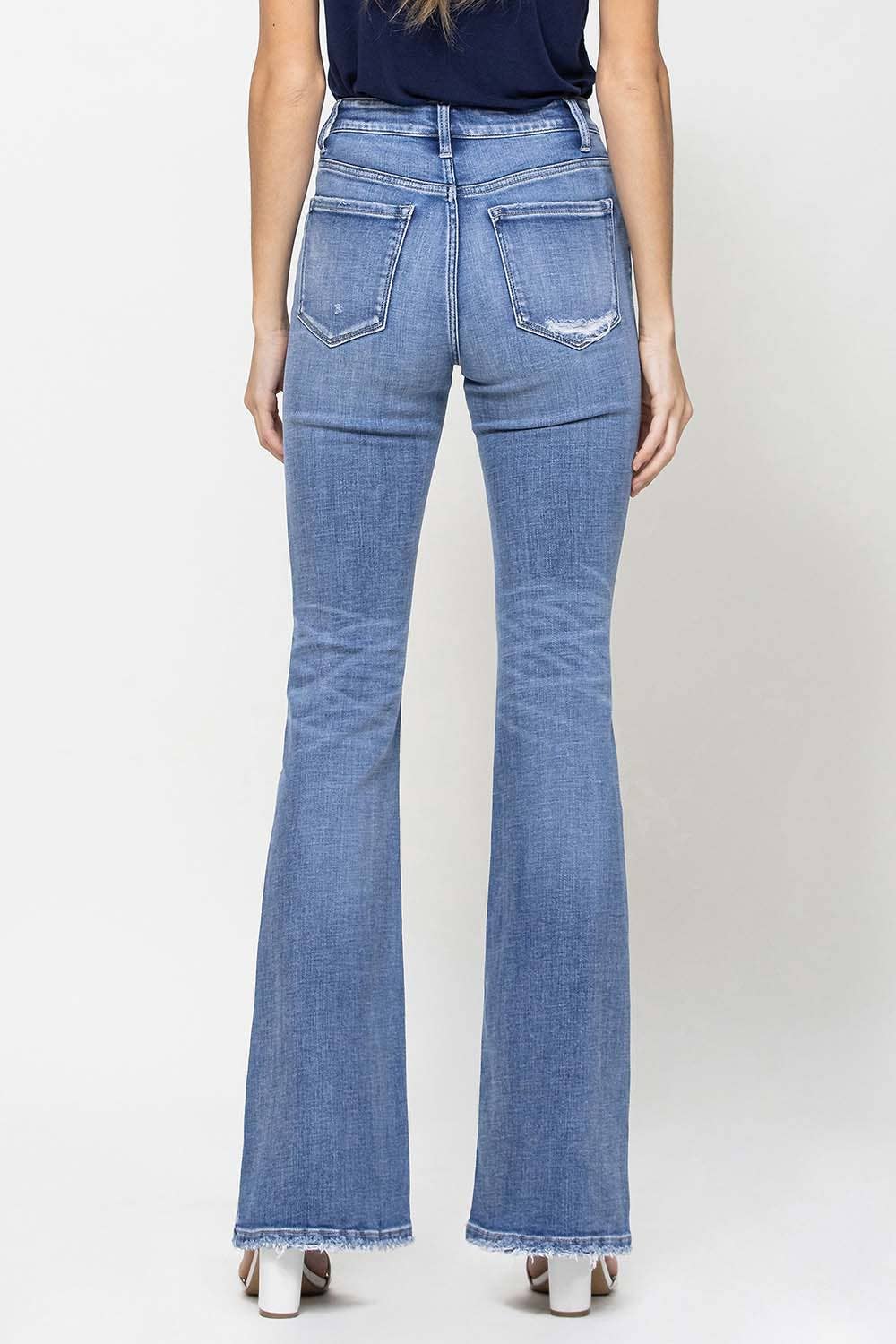 BREAK AWAY HIGH RISE DISTRESSED FLARE JEANS F4217 for wholesale on Faire7