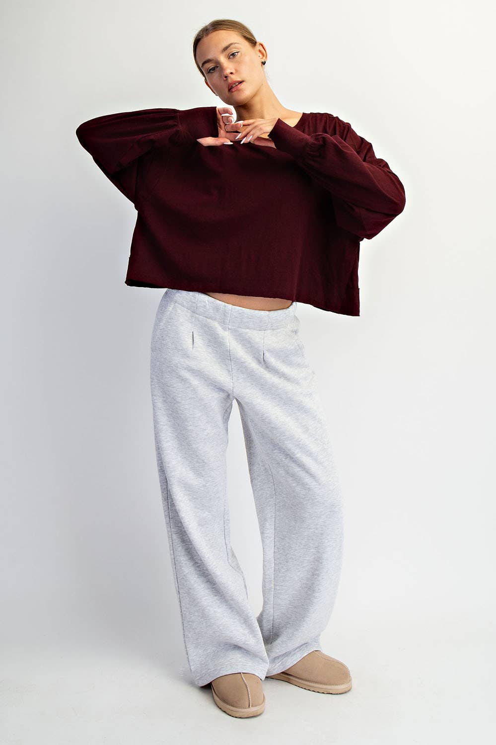 Rae Mode - Wholesale Lounge Top - Women's - COTTON SLUB OPEN BACK LONG SLEEVE TOP19