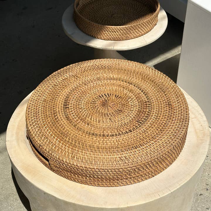 Office Objets - Wholesale Basket - Set of three handcrafted Indonesian wicker baskets in natural rattan (caramel)75