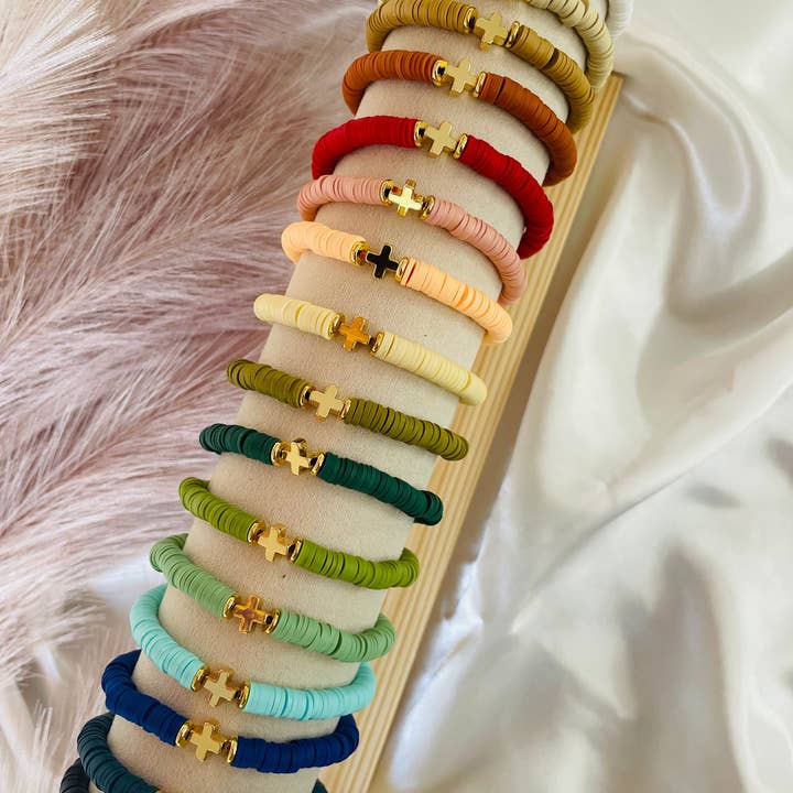 cross highlight - heishi bead bracelet and other Purchase Wholesale rosary bead kits. Free Returns & Net 60 Terms on Faire trending on Faire.