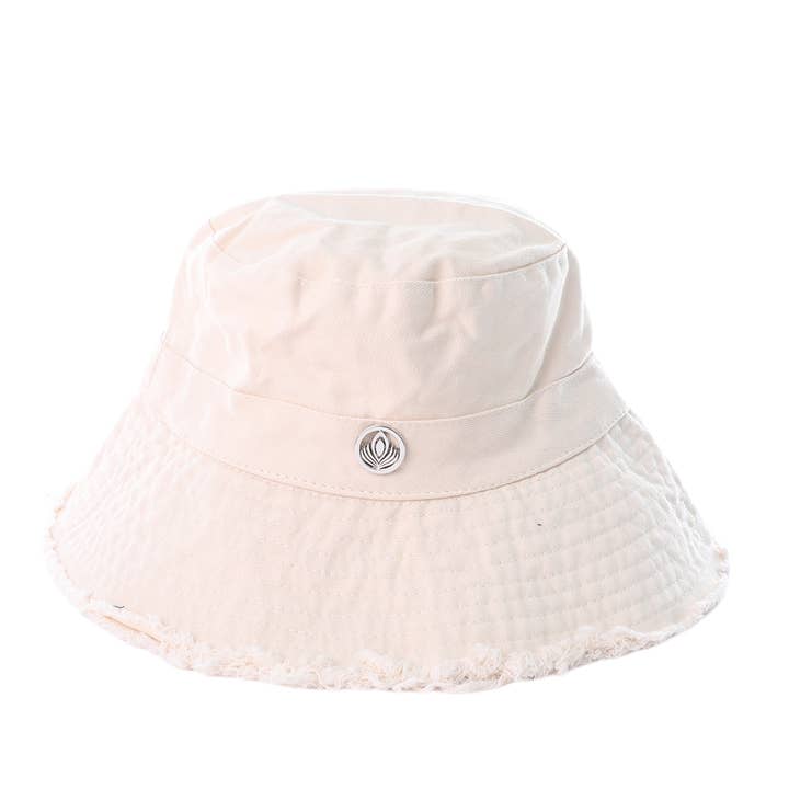 Sombrero de Cubo Blanco VIA FIORE con Borde Deshilachado para Verano para venta al por mayor de VIA FIORE