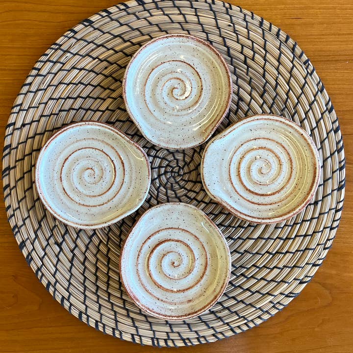 Ceramic Spoon Rest in Speckled Cream for wholesale by ZZIEE Ceramics