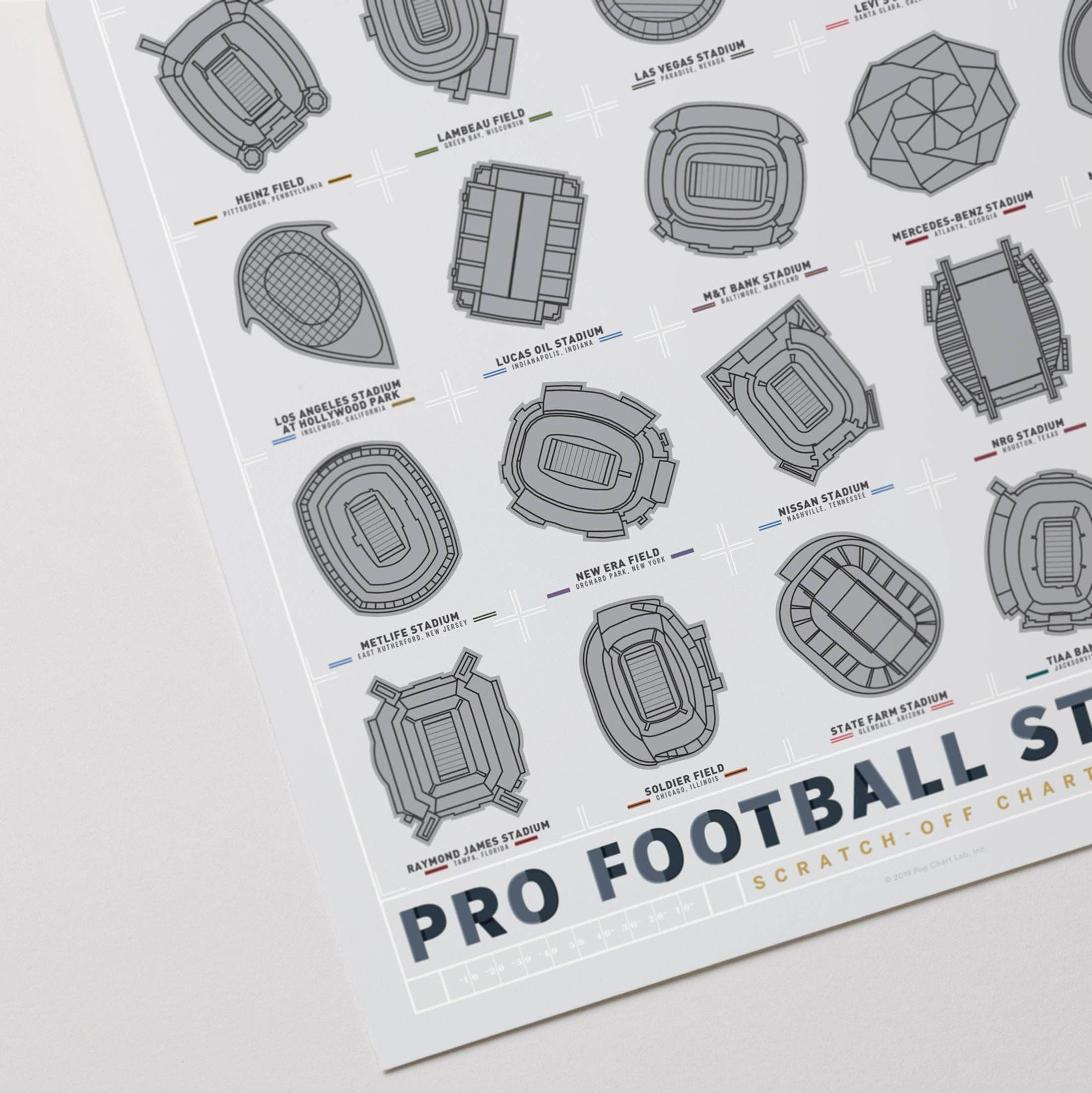 Pop Chart - Wholesale Poster - Pro Football Stadiums Scratch-Off Chart (12" x 16" Print)5