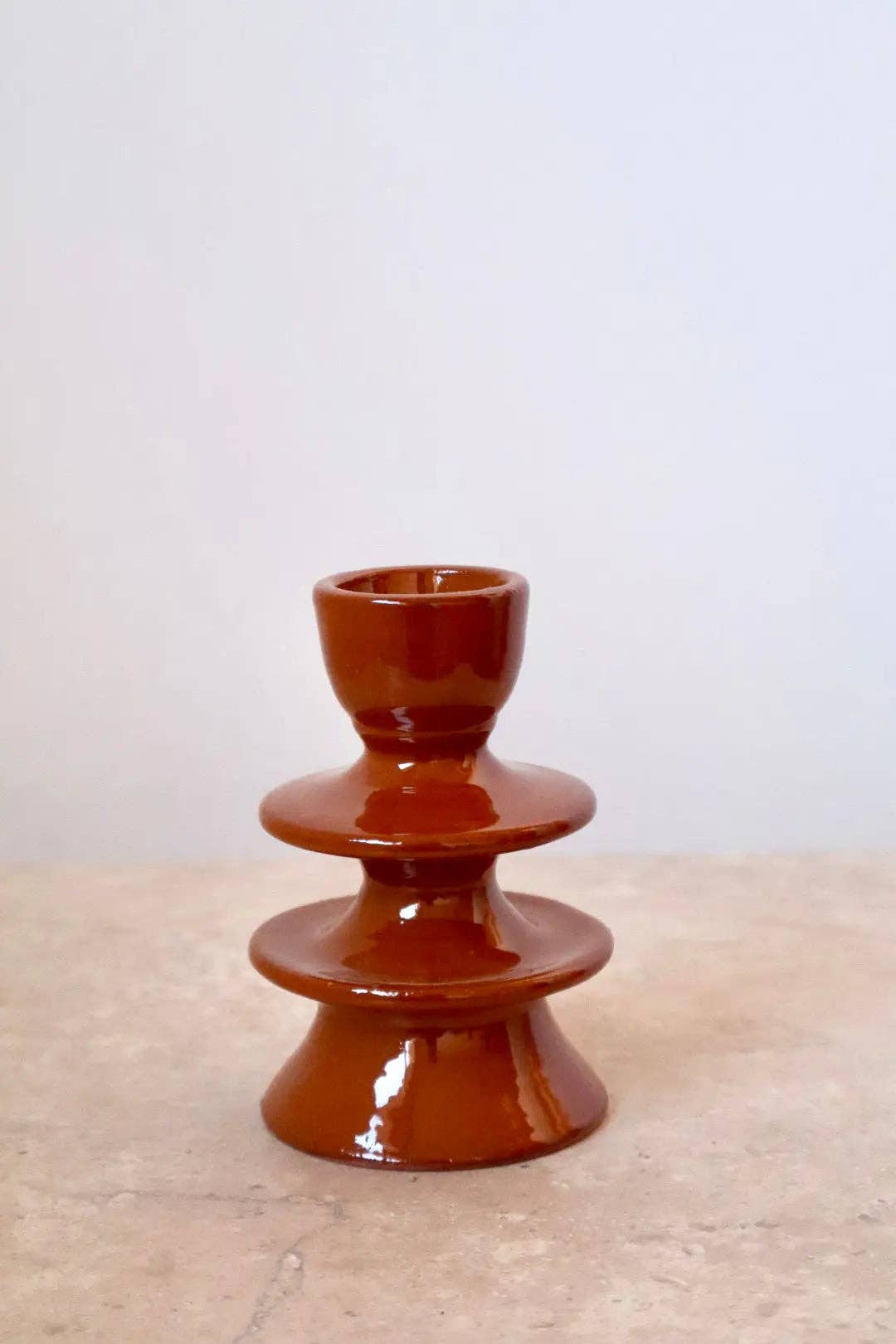 Néda - Wholesale Candle Holder - Handmade Colorful Brown Ceramic Candle Holders1