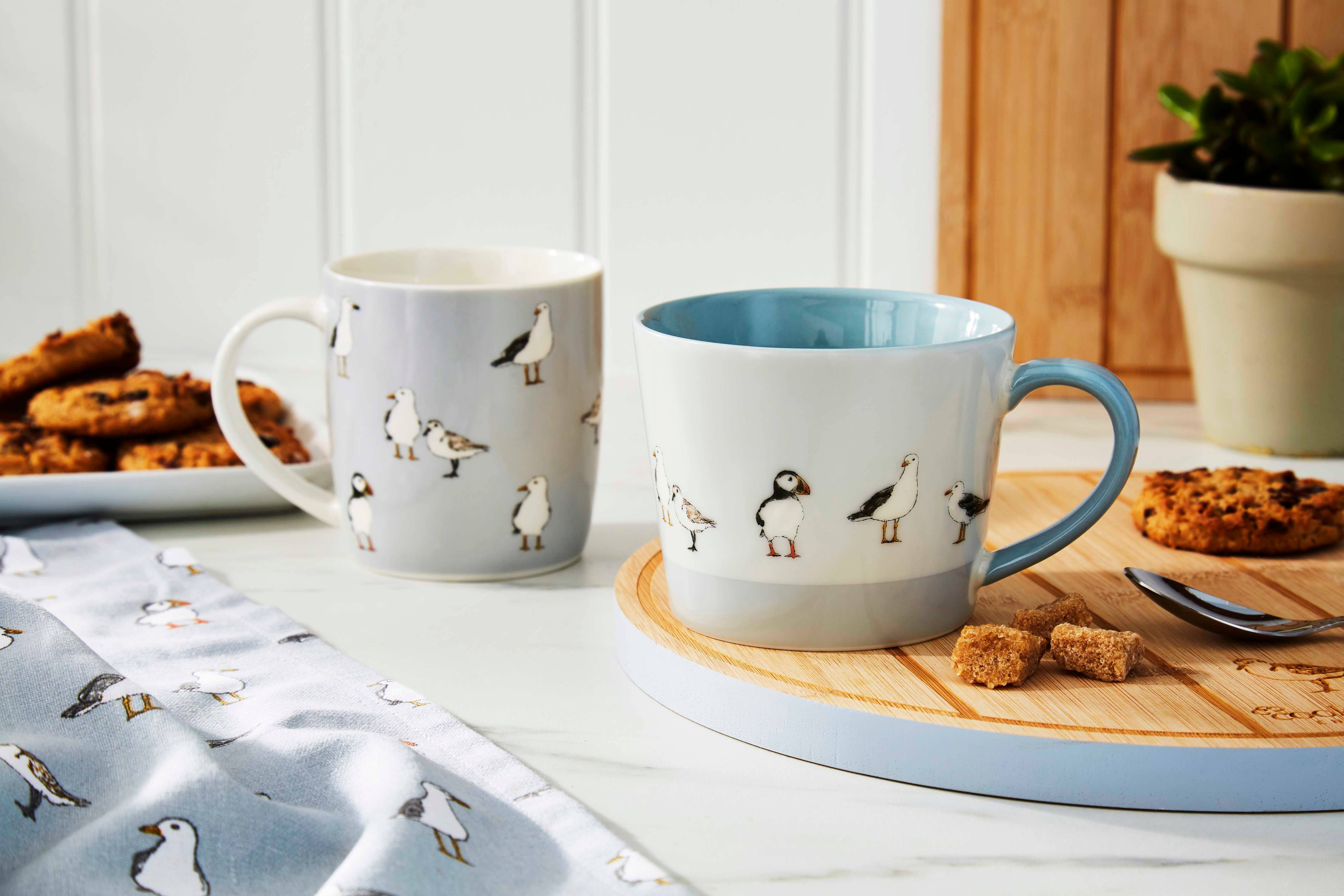 Blue Conical Mug Coastal Birds for wholesale on Faire3