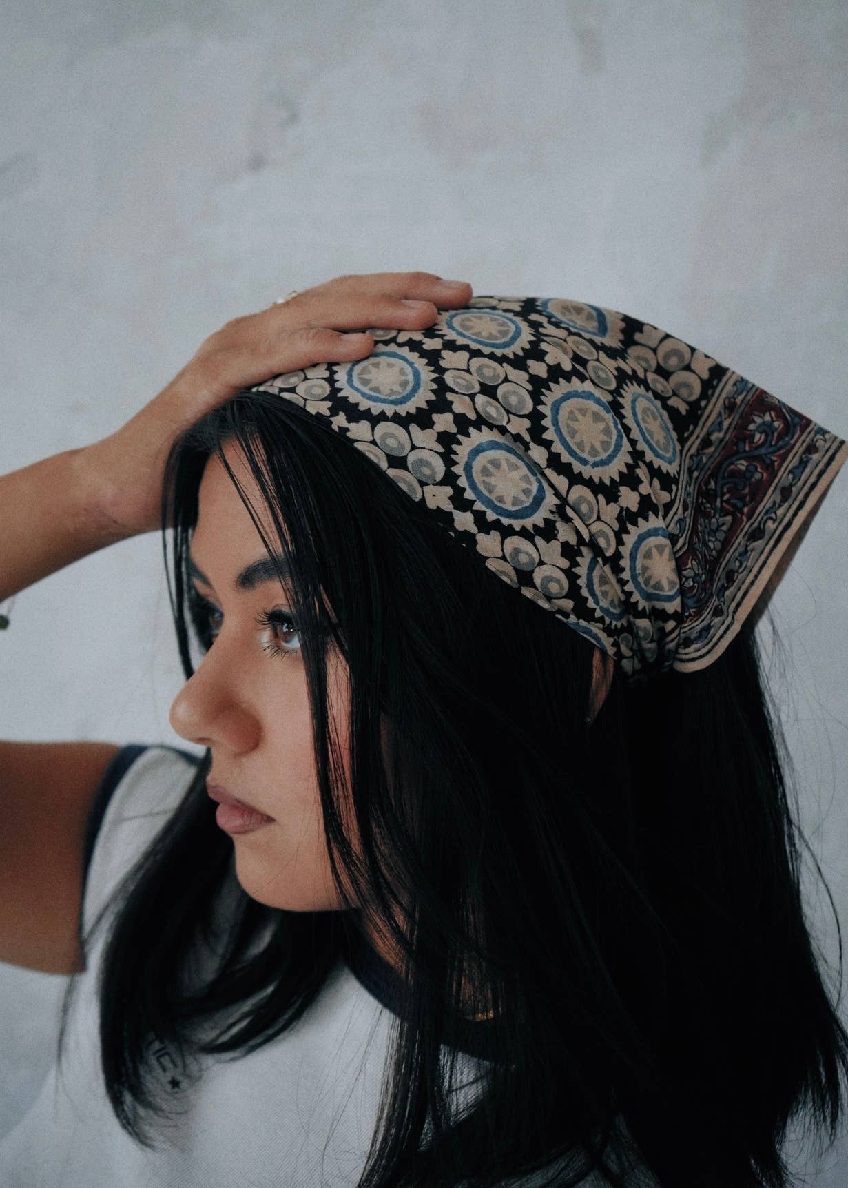 White Lotus Fashions - Vendita all'ingrosso Bandana - Donna - Blue Moon - Bandana in cotone Kalamkari - KK14583