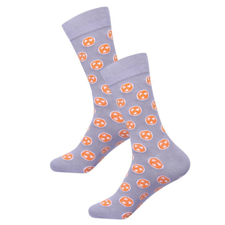 Barrel Down South - Wholesale Socks - Unisex - Grey/Orange Tennessee Tri Star Socks1