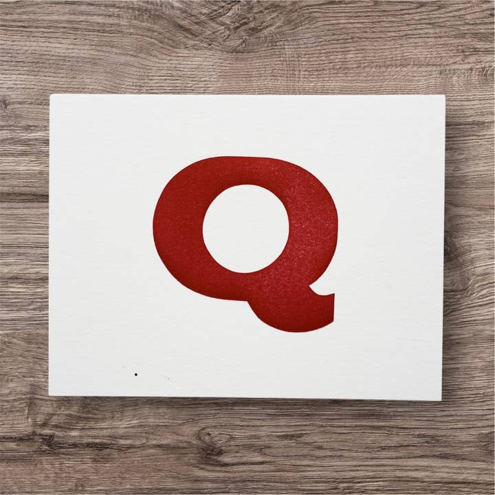 Q est pour... Cartes de correspondance Letterpress pour la vente par Inky Octopus Press