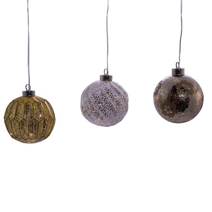 100MM USB LED GLD/SILV BALL ORNAMENT 3A for wholesale by Kurt S. Adler, Inc.