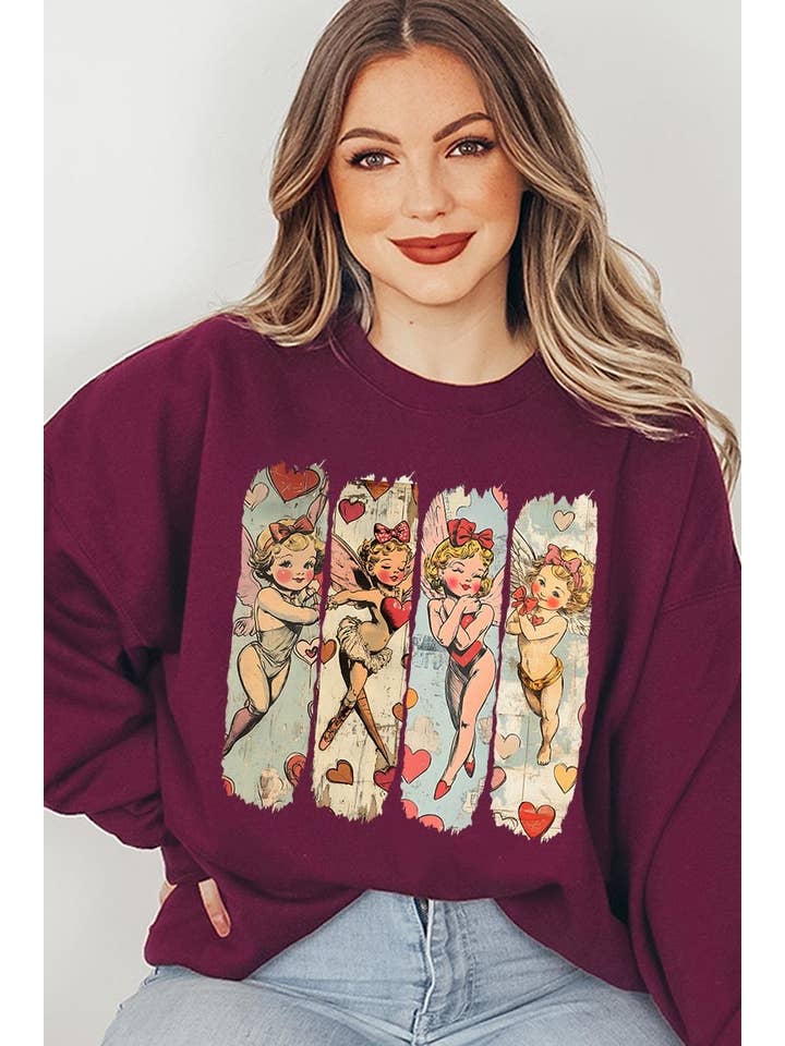 COLORBEAR - Wholesale T-Shirt (Graphic) - Unisex - Retro Cupid Graphic Fleece Sweatshirt3