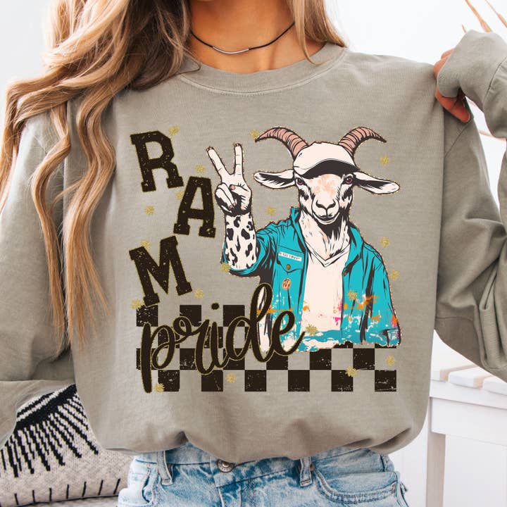 Grunge Ram Mascot Sweatshirt for wholesale by Aluminum Petunias