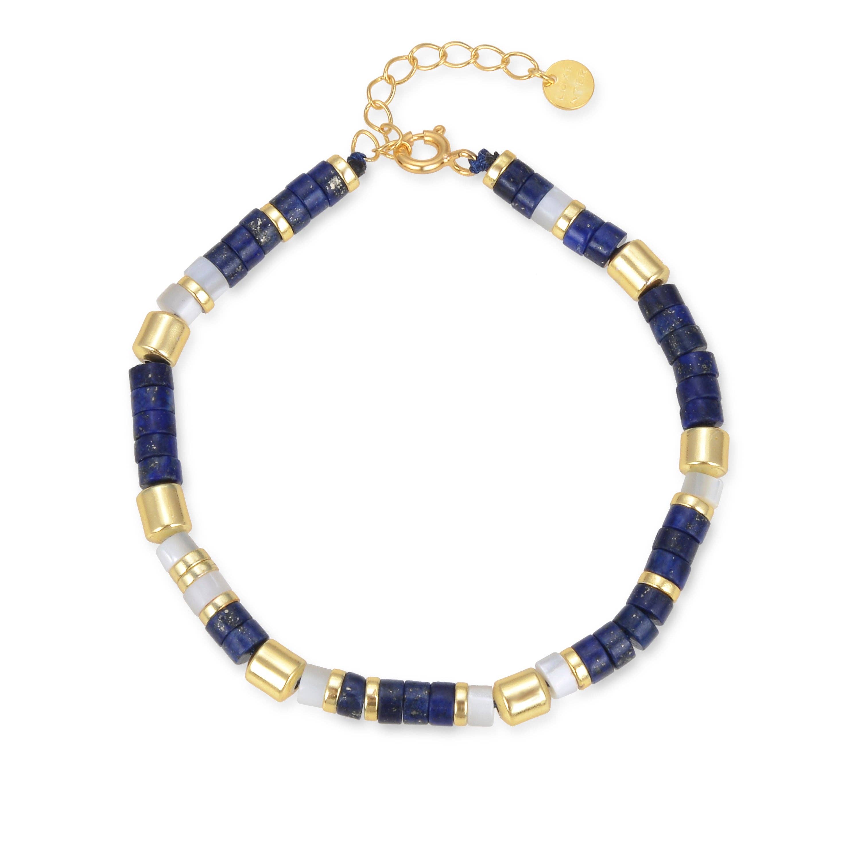 Luxenter - Wholesale Armband met kralen - Luxenter armband van 925 sterling zilver met natuurlijke lapis lazuli, afgewerkt in 18K geelgoud - Ihun1