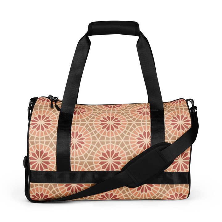 All-over print gym bag - Geometric Star in Cocoa and Cream for wholesale by The Shamal