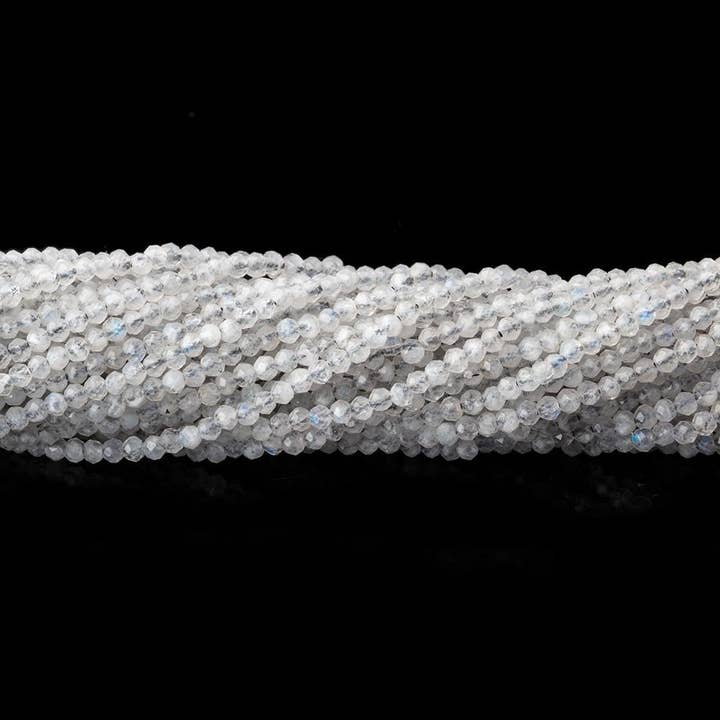 2mm Rainbow Moonstone Microfaceted Rondelles 12.5 inch 195 beads for wholesale by The Bead Traders