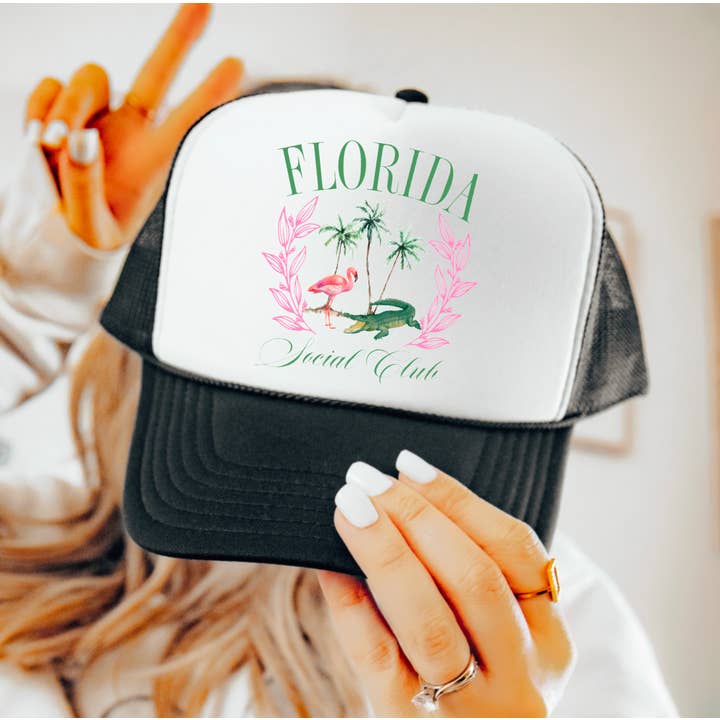 Gia Gifts Boutique - Wholesale Trucker Hat - Women's - Florida Social Club Trucker Hat Vacation
