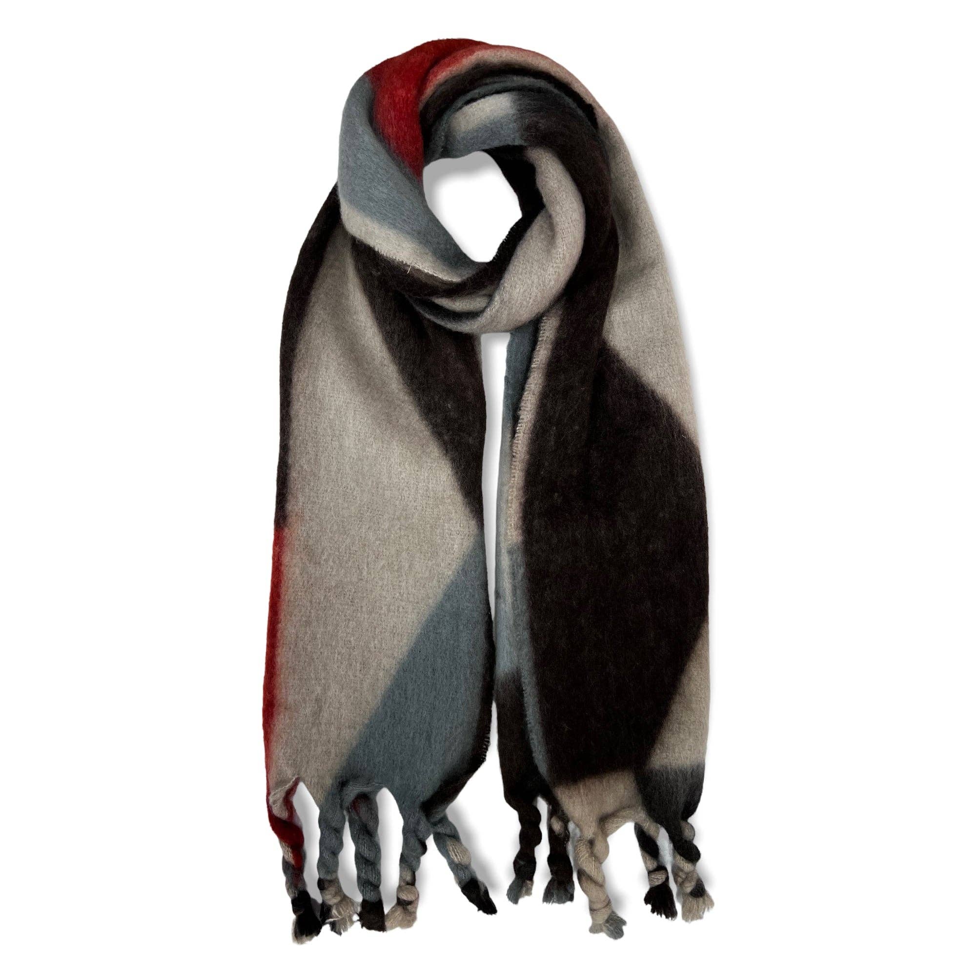 Lili Scarves (US Duty Free) - Wholesale Scarf - Women's - Soft Abstract Winter Scarf with Braided Tassels1