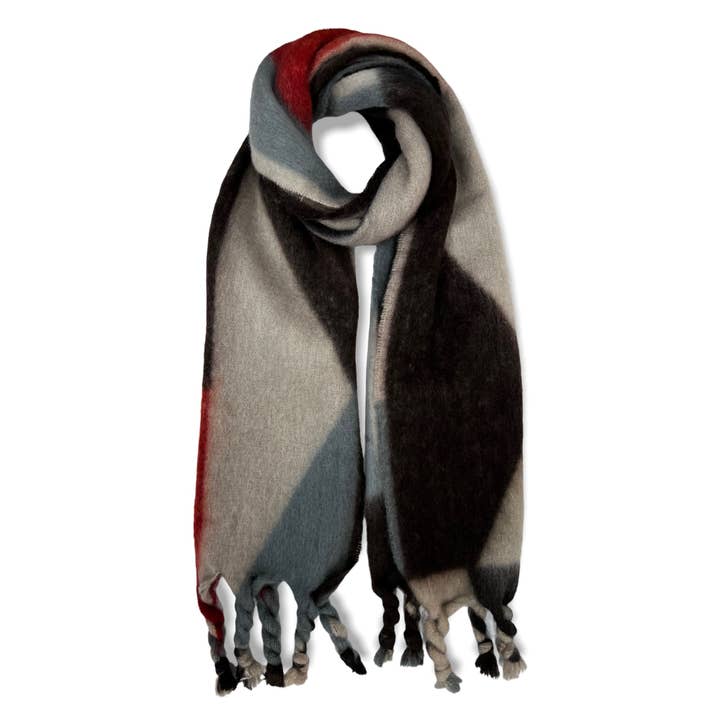 Lili Scarves (US Duty Free) - Wholesale Scarf - Women's - Soft Abstract Winter Scarf with Braided Tassels1