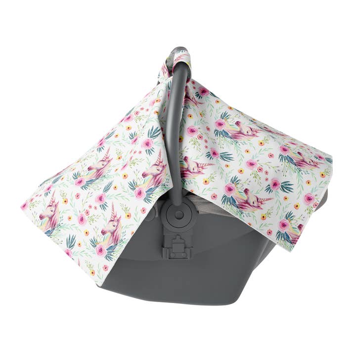 JLIKA - Wholesale Car Seat Cover - Kids & Baby - Canopy Car Seat Cover Minky Warm Baby Cover Unicorn Floral2