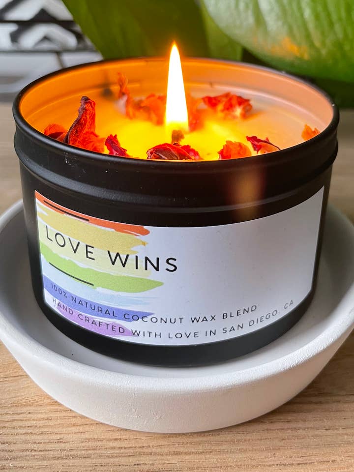 Love Wins Coconut Wax Candle for wholesale by WildFlower Apothecary Co