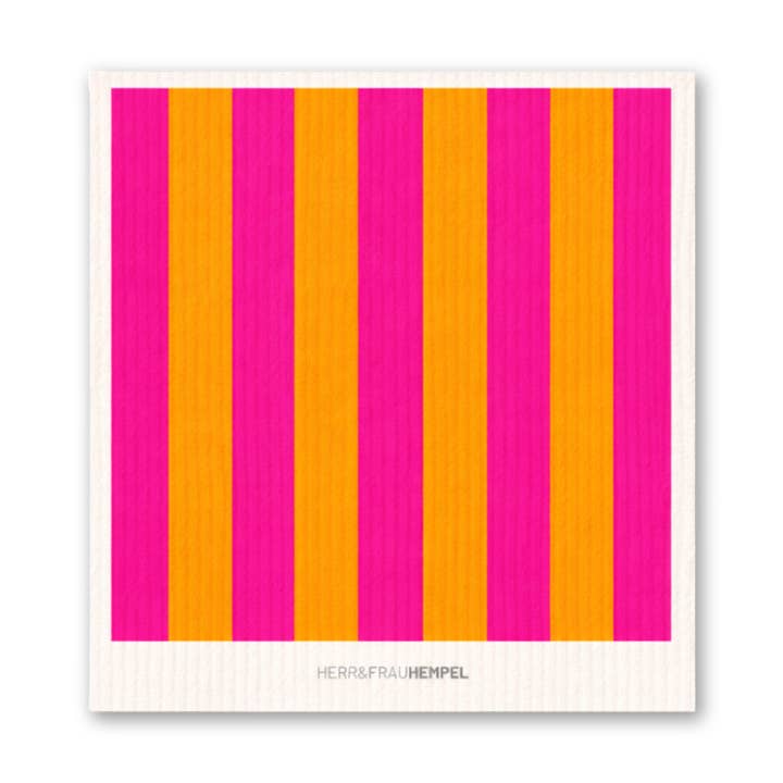 Sponsdoek met strepen in roze en oranje voor wholesale door HERR&FRAUHEMPEL