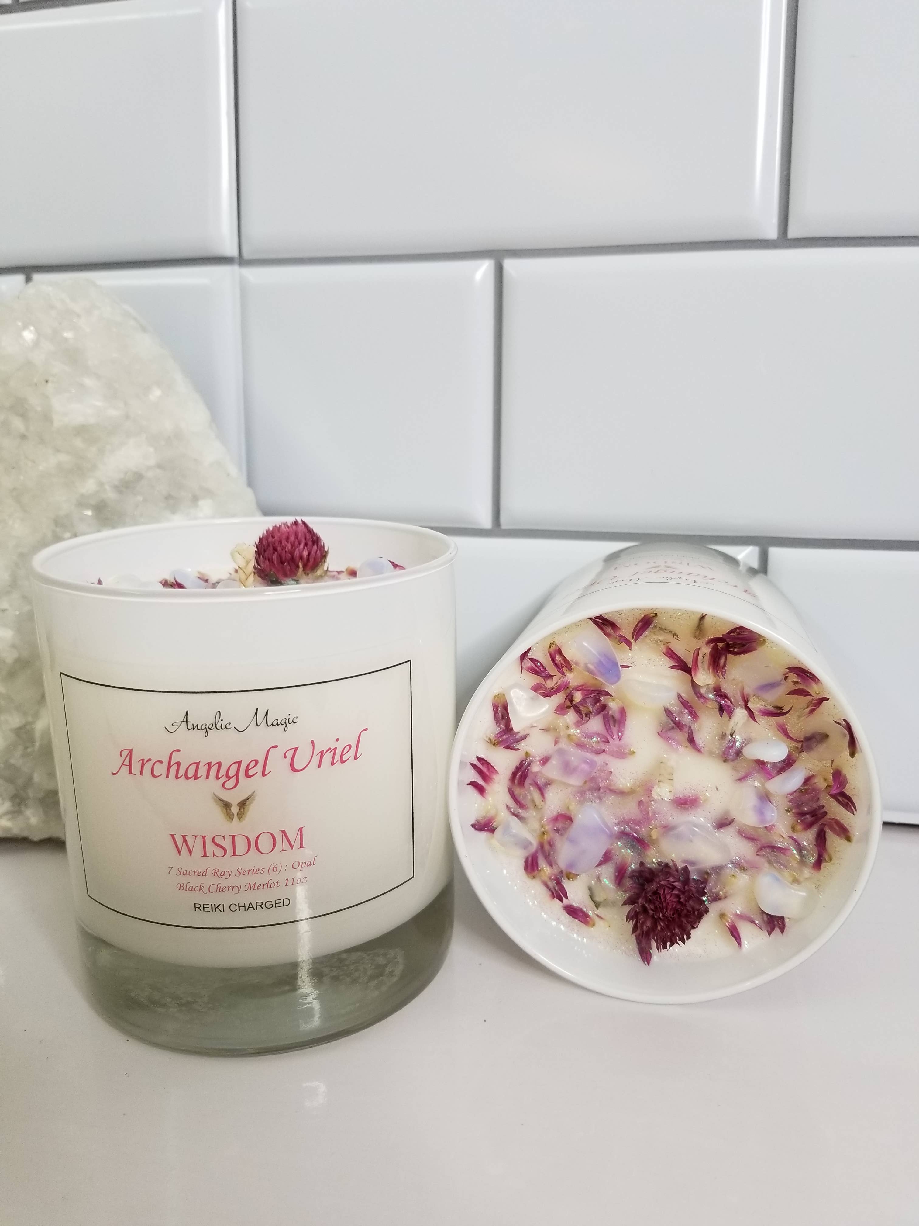 Angelic Magic - Wholesale Jar/Filled Candle - Archangel Uriel (SUCCESS) Opal Crystal Soy Candle 11 oz1