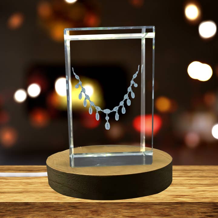 Elegant Cascade 3D Engraved Crystal Festoon Necklace for wholesale by AB Crystal Collection