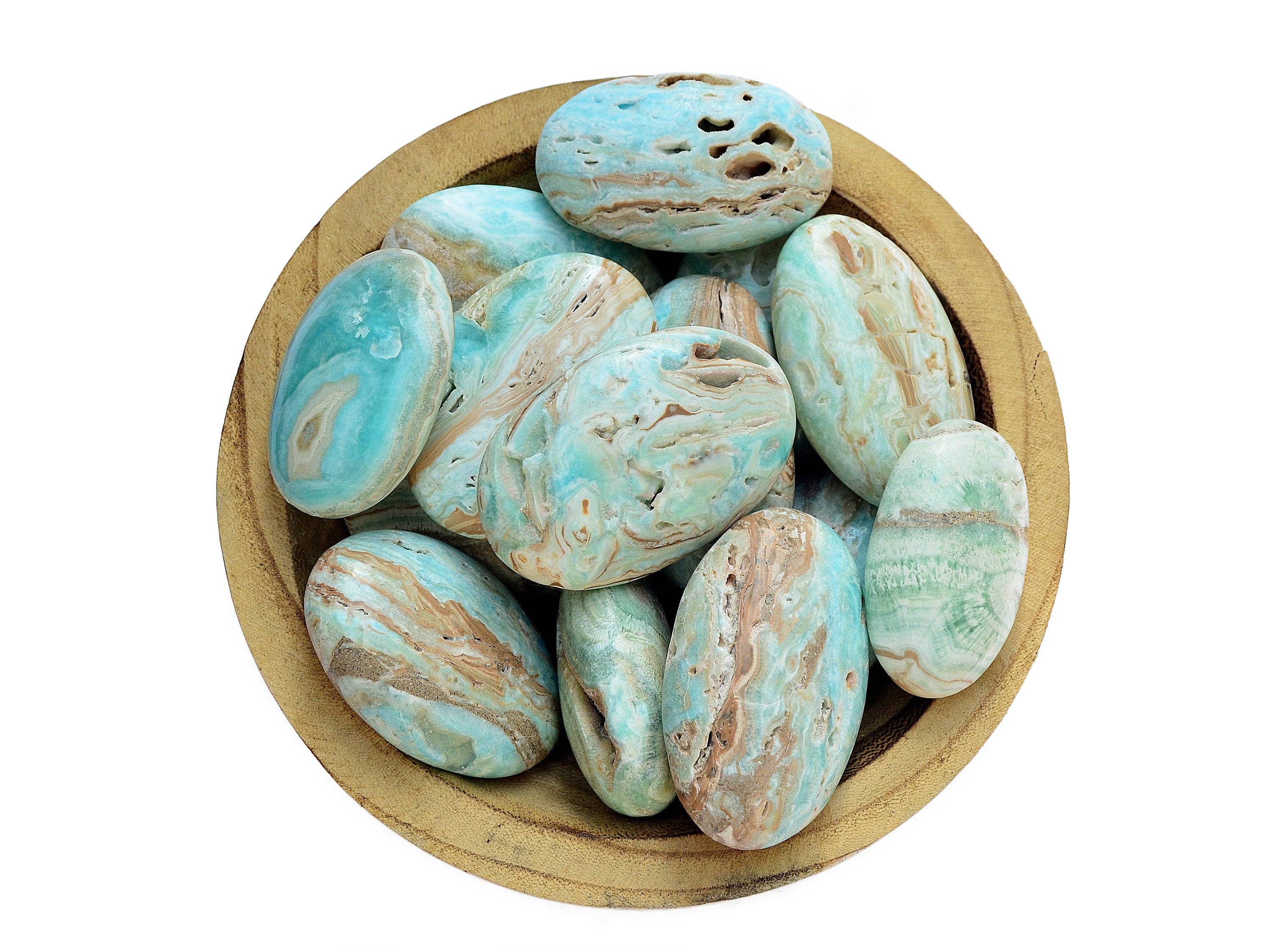 Kaia & Crystals - Wholesale Spirituele steen/kristal - Blauwe aragoniet palmsteen 1 kg (6-10 stuks) - (50 mm - 80 mm)1