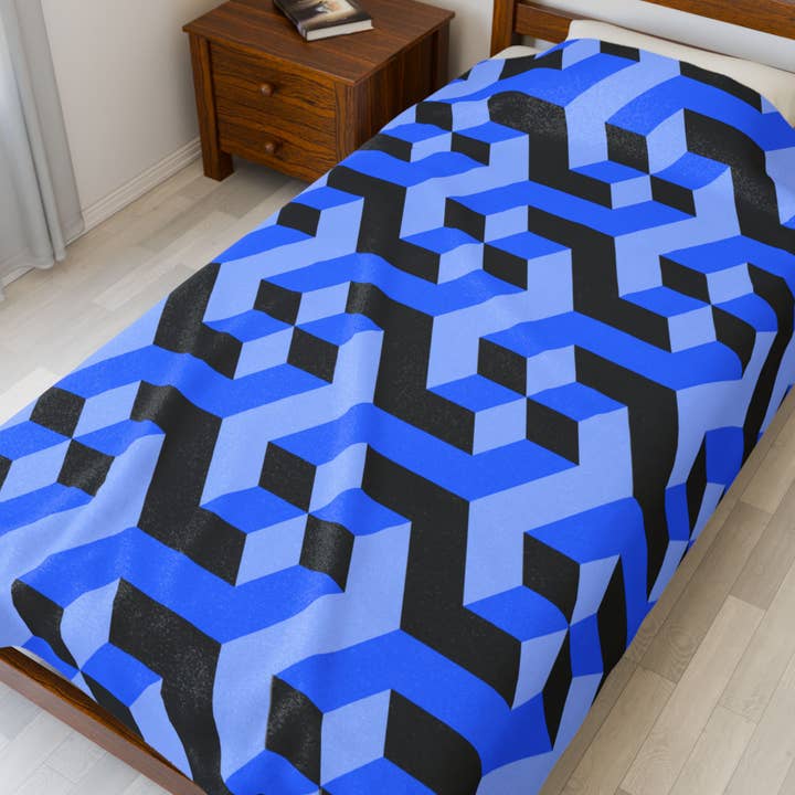 Ohhh So Swag - Wholesale Throw Blanket - Geometric Blue Throw Blanket for Couch Bed Chair Bed | US5