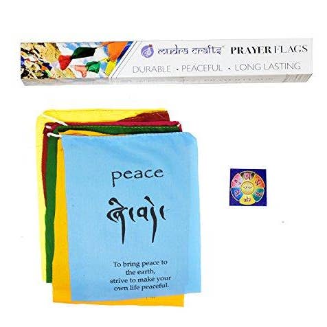 Mandala Crafts - Wholesale Banner - Tibetan Prayer Flag, Himalayan Lungta Windhorse Hanging Banner on a String for Decoration; by Mudra Crafts2