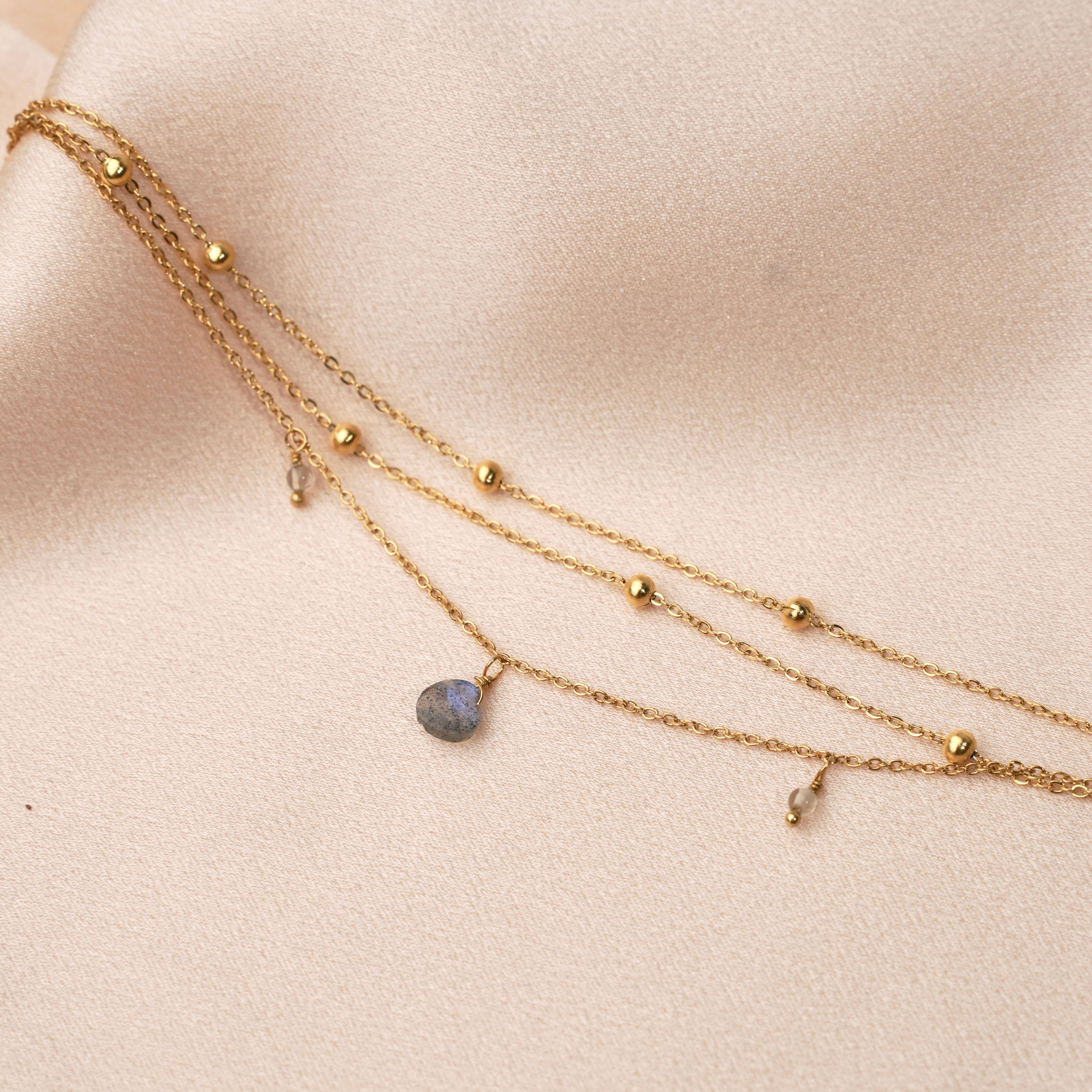 Victoire Collection – wholesale Berlockarmband – Trippelt armband i rostfritt stål med labradoritsten1