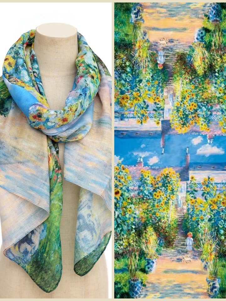 JC0711147 Monet-The Artist’s Garden at Vetheuil Scarf for wholesale by JC Sunny Fashion