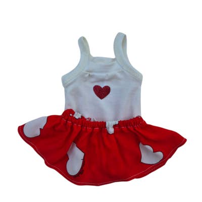 LEOPOLDINE red heart body + red heart skirt + headband for wholesale by Maman Poule et Papa Coq