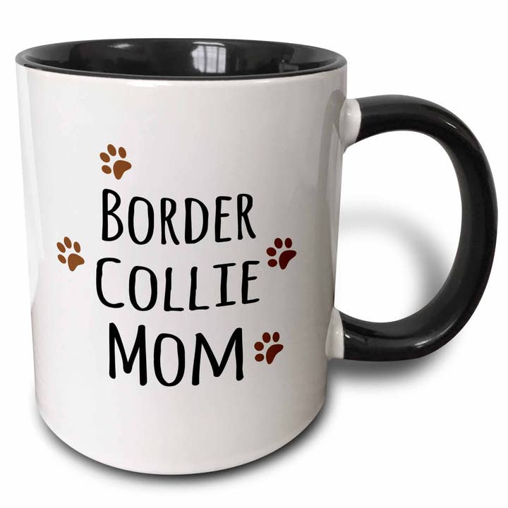 3dRose - Wholesale Koffiemok - Tweekleurige zwarte mok van 11 oz Border Collie Dog Mom - Doggie by br