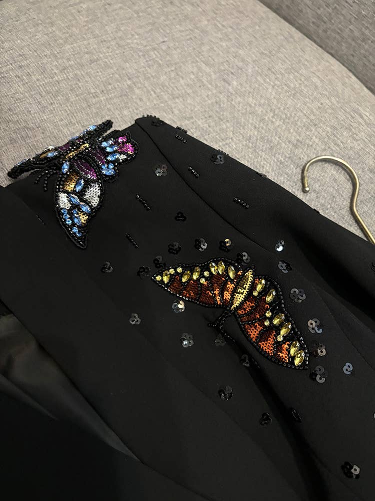 Negro Conjunto de traje de diamante con mariposa 3D hecha a mano SY402 de venta al por mayor en Faire2