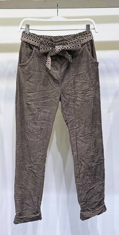 VENTI6 - Wholesale Lounge Sweatpants/Joggers - Women's - CORDUROY CRINKLE JOGGERS WITH BELT (20996-CORDUROY)2