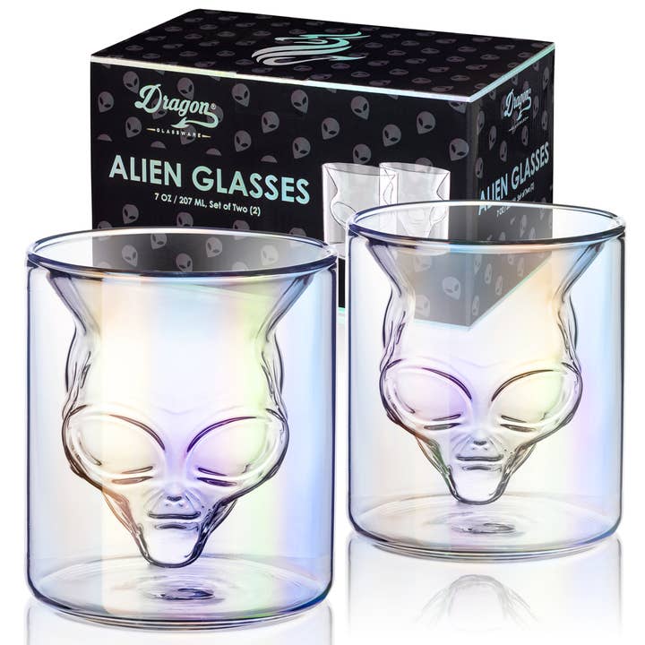 Area 51 Alien Glasses for wholesale by Dragon Glassware