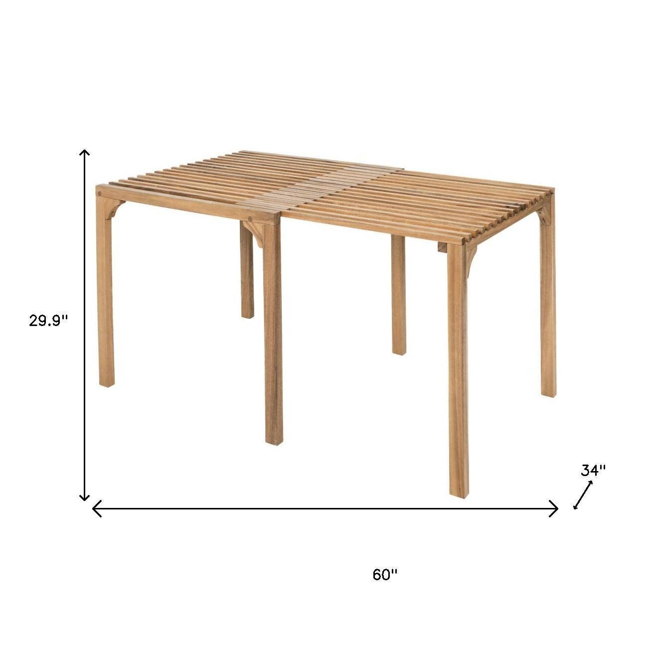 HomeRoots - Wholesale Patio Table - 60" Natural Solid Wood Extendable Outdoor Dining Table2